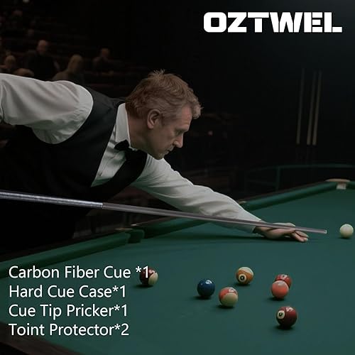 Miniatura 7 de Taco de piscina de fibra de carbono, 0.488 in, punta de 8 capas, baja desviación, palos de piscina profesionales para adultos con eje cónico