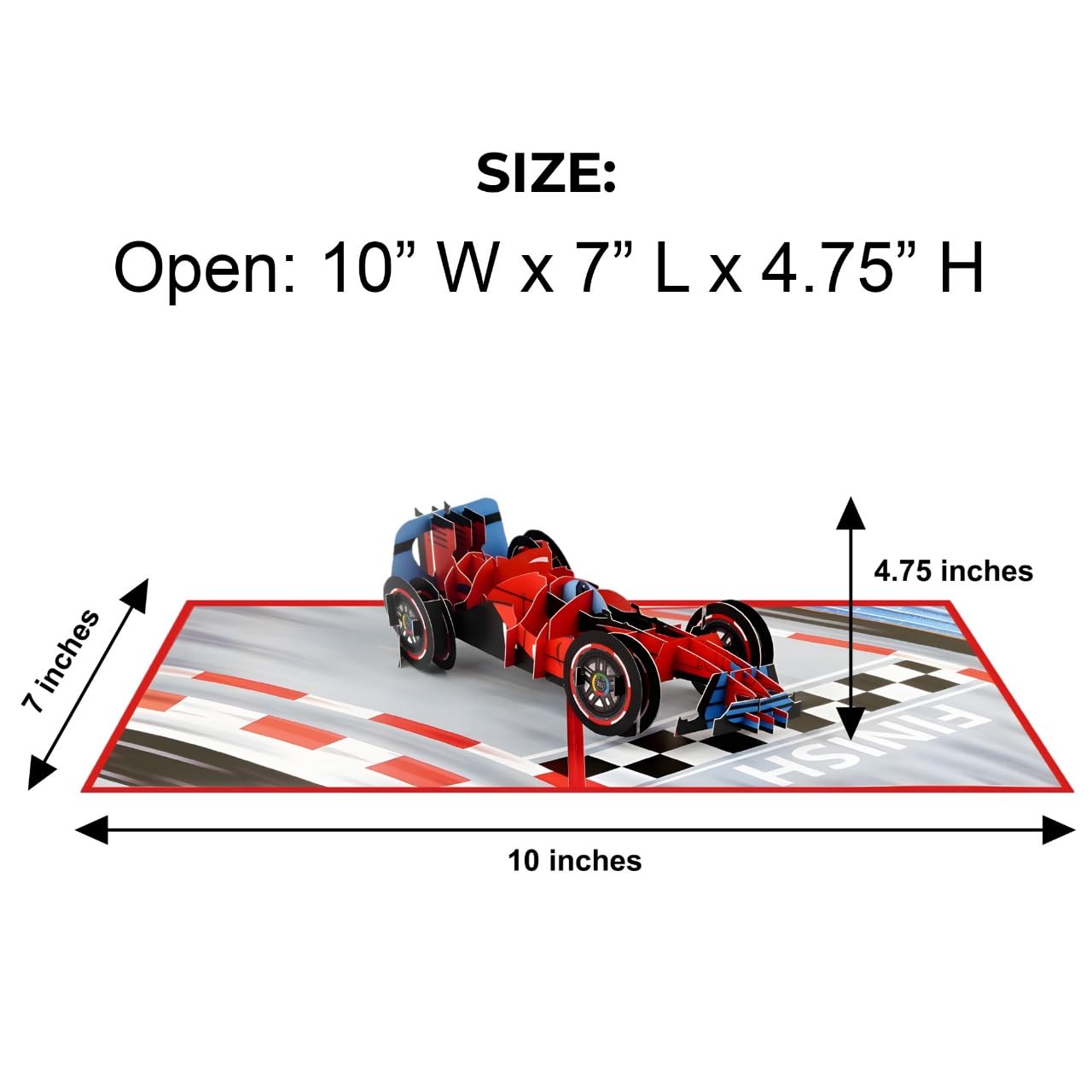 iGifts And Cards Racecar - Tarjeta de felicitación 3D desplegable – Fórmula 1, coche deportivo rojo F1, regalo de cumpleaños genial para papá, día del padre, fanáticos de las carreras, 5 x 7 pulgadas