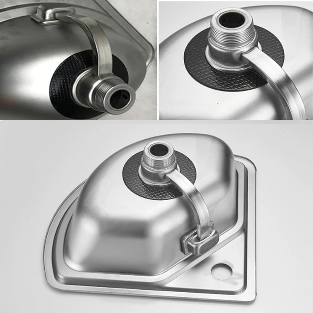 Lavello angolare da parete per bagno, 455x390 mm Lavabo da cucina Vasca Singola con Troppopieno Lavabo In Acciaio Inossidabile Lavamani per Ristorante