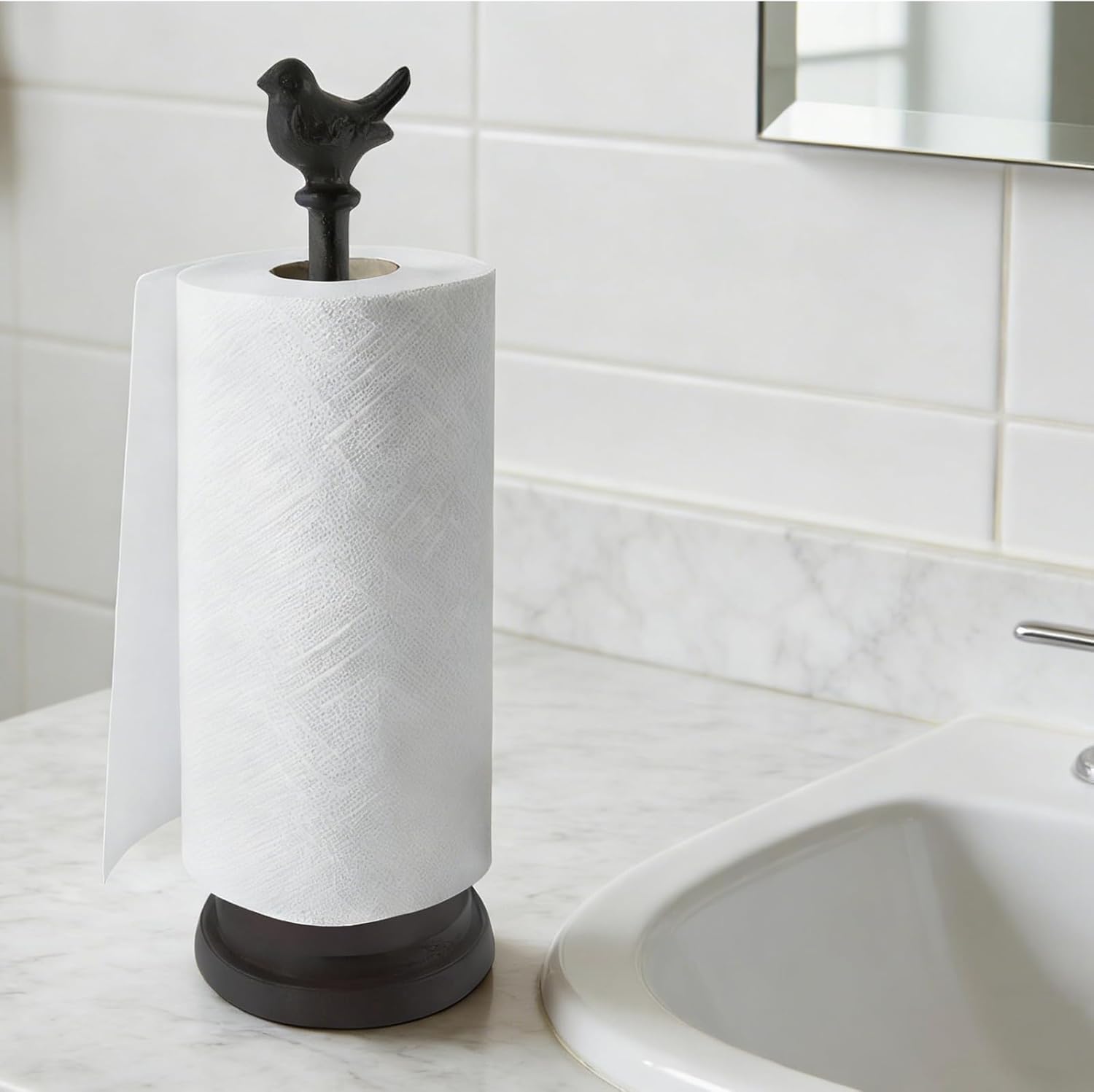 1Pcs Black Iron Bird Paper Towel Holder 13.05" for Toilet and Bathroom Decoration