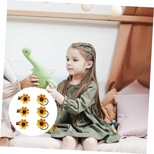 Miniatura 2 de minkissy Juego de 6 piezas de pasadores de girasol, bandas para el pelo de flores, coleteros para el cabello para niñas, accesorios para el cabello