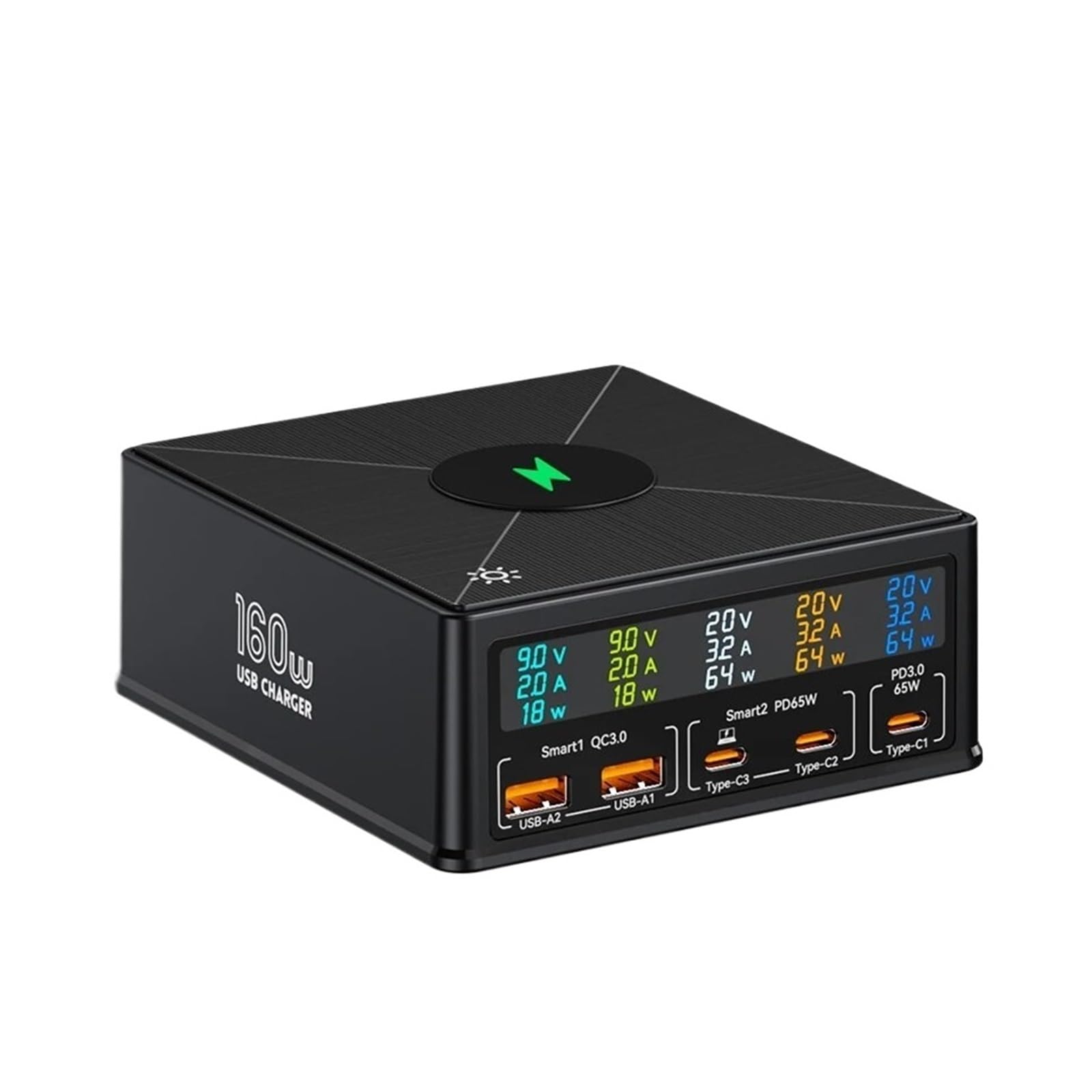 Stazione Di Ricarica USB Da 160 W Wireless Caricatore Rapido GaN PD PPS 100 65 Capacità Di Ricarica Rapida