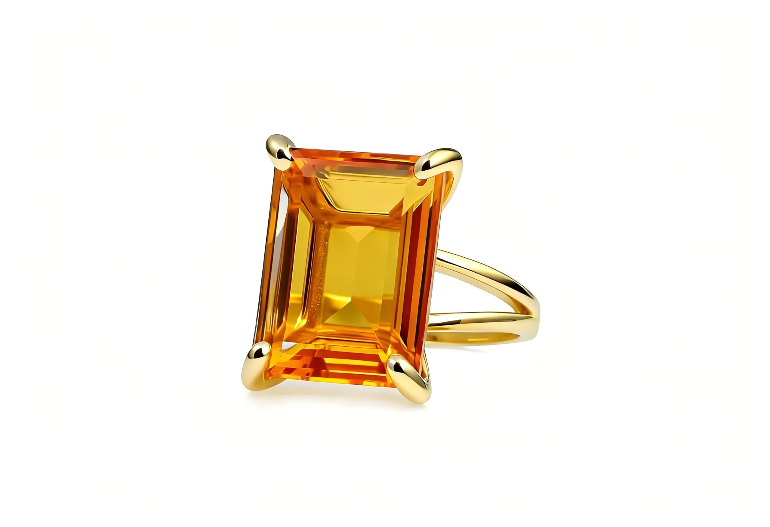 Anillo de Citrino de Oro de 14k con Piedra de Nacimiento de Noviembre - Anillos de Cóctel Hechos a Mano Regalo para Ella - Anillo de Compromiso de Moda Personalizado con Piedras Preciosas