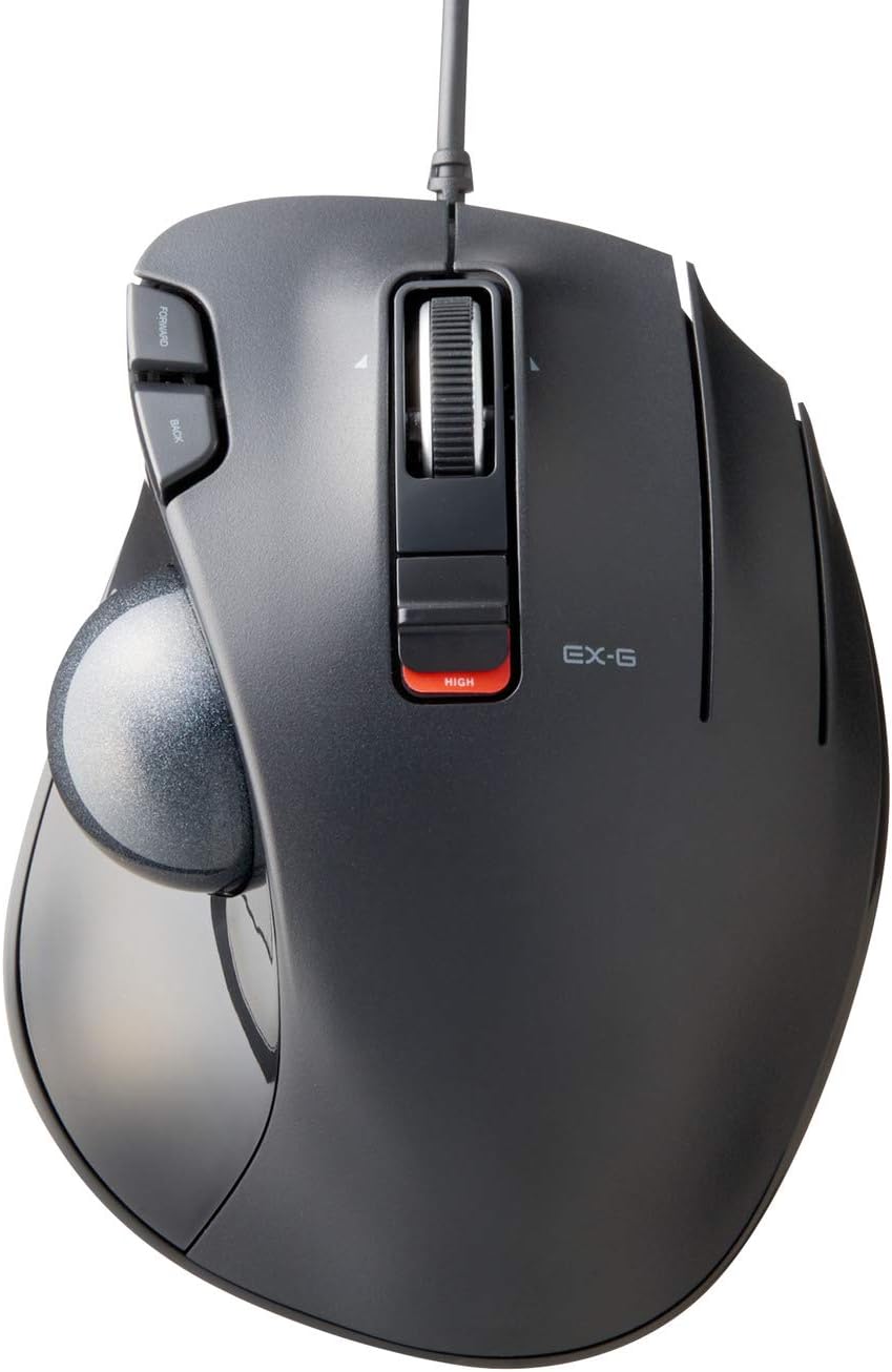 EXG Trackball Mouse, Wired, Thumb Control, Sculpted Ergonomic