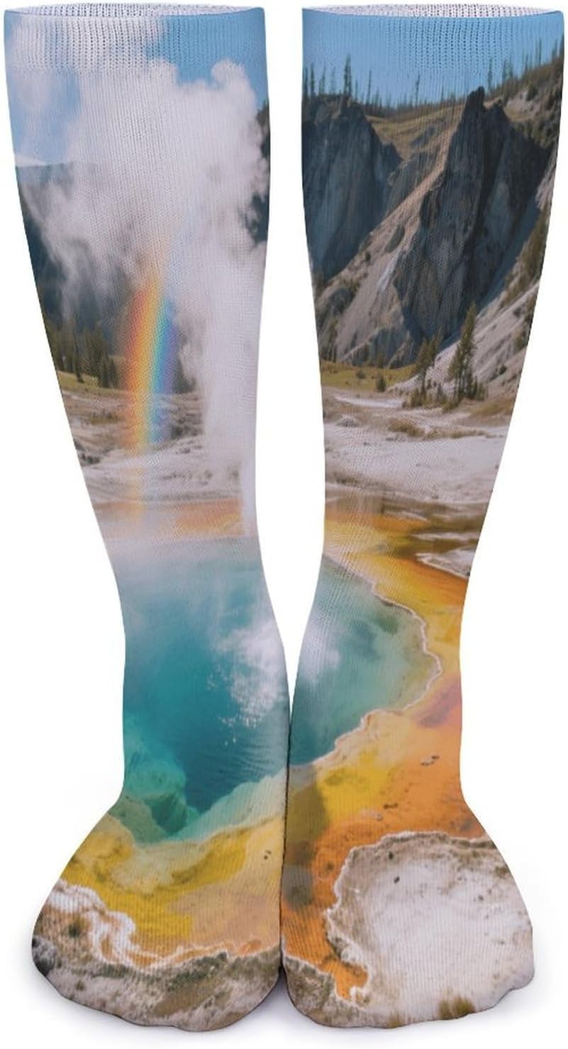 Yellowstone National Park Geysers Crew Socks Soft Thermal Socks | Socks for Men Women-Casual Wicking,High Stocking for Sports Running-Long Thin Tube Sports Breathable