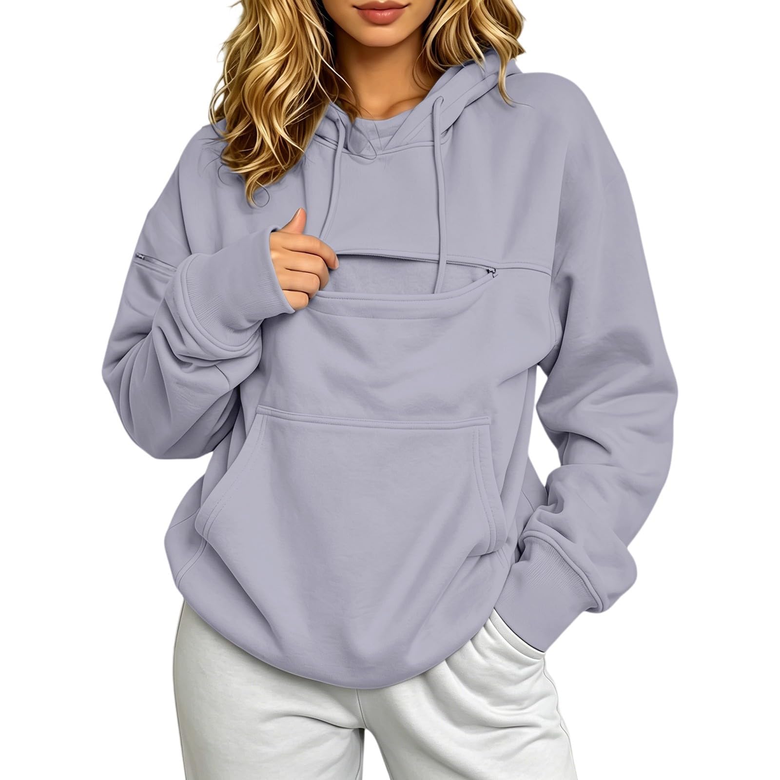 Cat Hoodie with Pouch Zip Front Sweatshirt Kangaroo Pocket Pet Sweatshirt — image 1