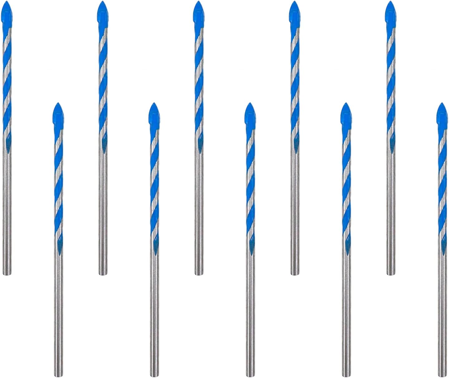 10pcs Masonry Drill Bit Set 1/8" Drilling Dia Carbide Drill Bit for Glass, Tile and Ceramic