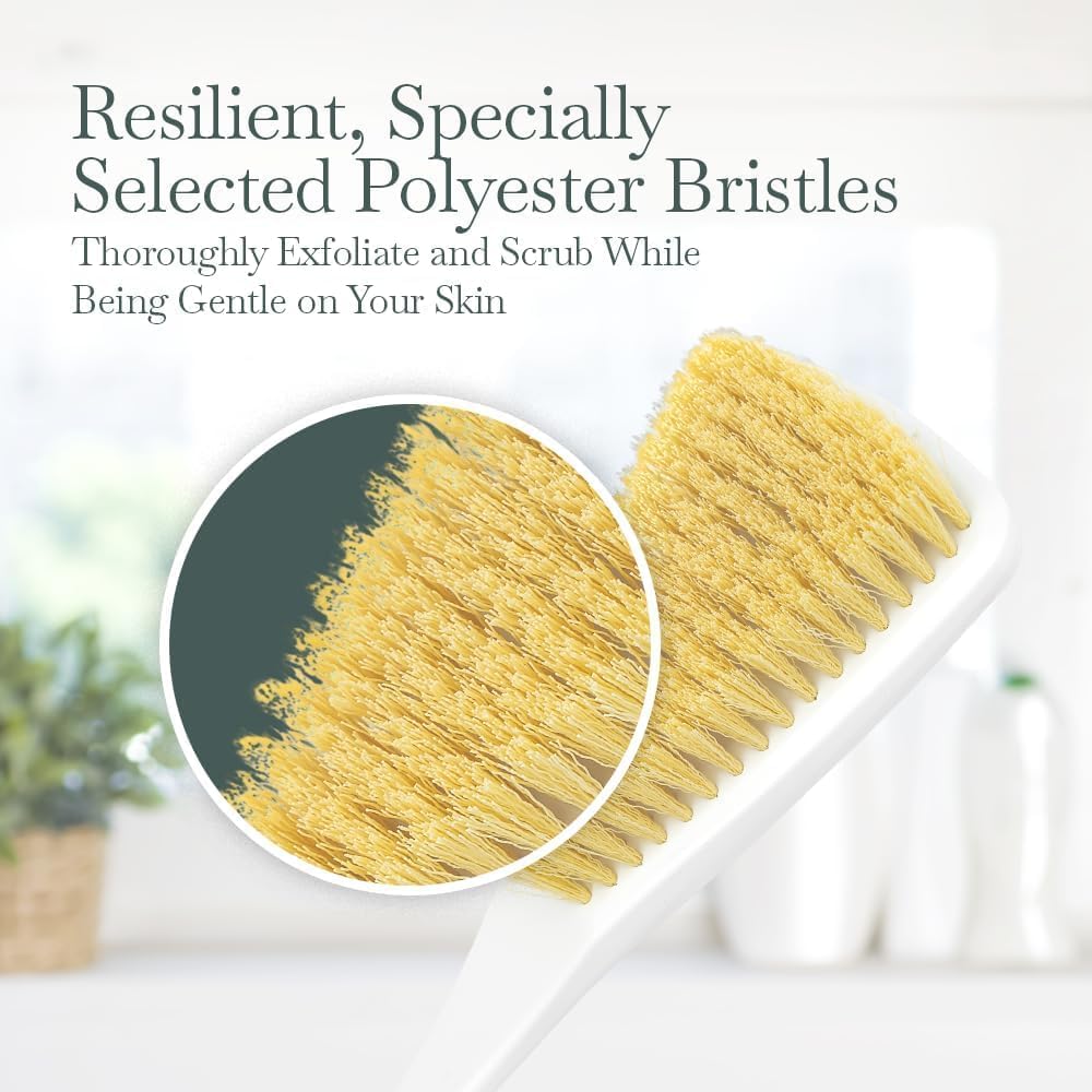 Fuller Brush Exfoliator & Scrub Body Brush - 16-inch Contoured Handle with Polyester Bristles - an All-Over Reach Including Back, Neck, Shoulders & Feet - Soft, Durable & Gentle on Your Skin