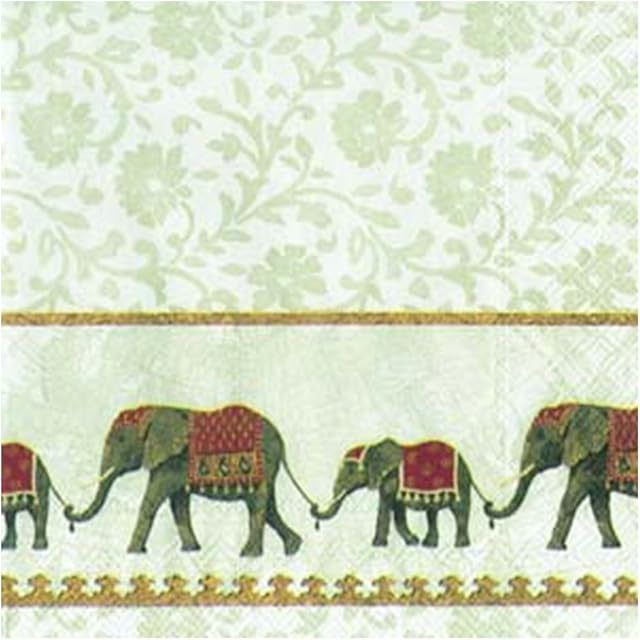 Natume White Elephants Luncheon Napkin 20 in Pack 33cm Square