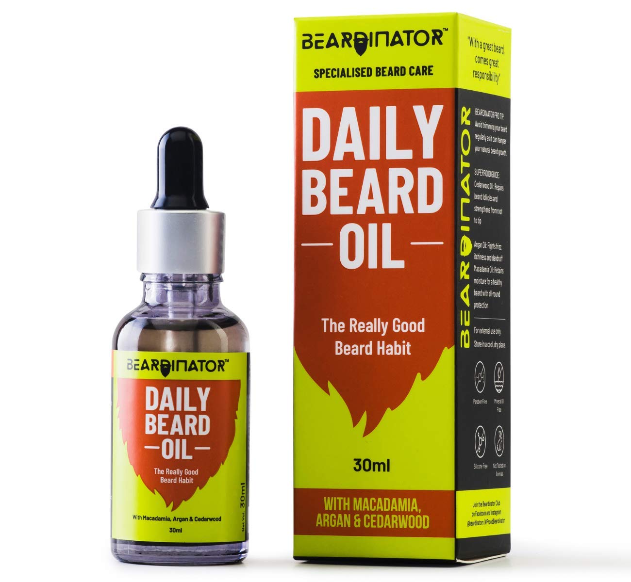 Beardinator Daily Beard Oil for Men | Chemical Free Beard Care, 30 ML