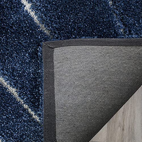 Image of Shaggy Carpet for Home 3 x 5 FEET Ultra-Soft, Thick, and Stylish Shag Texture Ideal for Living Room, Bedroom, or Office - Easy to Clean and Perfect (Navy)