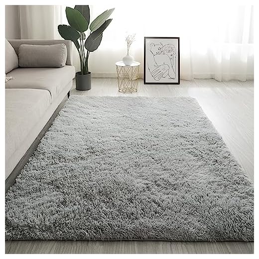 Swsen Tapis Salon Shaggy Longs Super Doux - Shaggy Tapis Moelleux Dessous Antidérapant - Tapis Chambre Lavable Moderne à Poils Longs 40x60 cm, Gris Argent