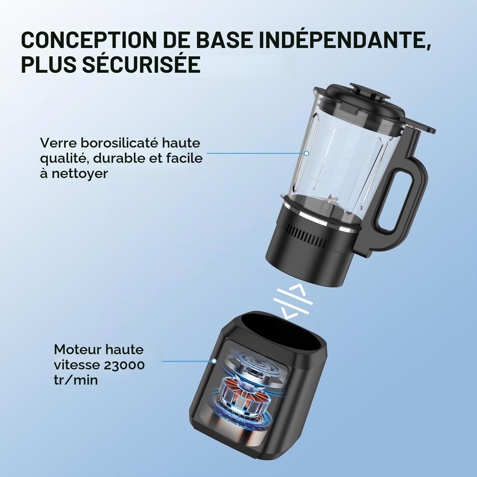 Blender Chauffant et Machine à Lait Végétal, Bol en Verre 1.65 L