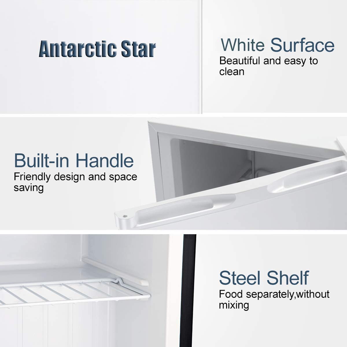 Antarctic Star Upright Freezer 2.1 Cu.ft, Compact Mini Freezer with Reversible Single Door, Temperature Control, Removable Shelves, Small freezer Stainless Steel for Dorms Home Office, White on Fridge.com