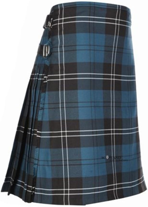 The Scotland Kilt Company Men's Kilt in Ramsay Blue Ancient Tartan 8 Yard Poly Viscose Knee Length Scottish Wedding Skirt