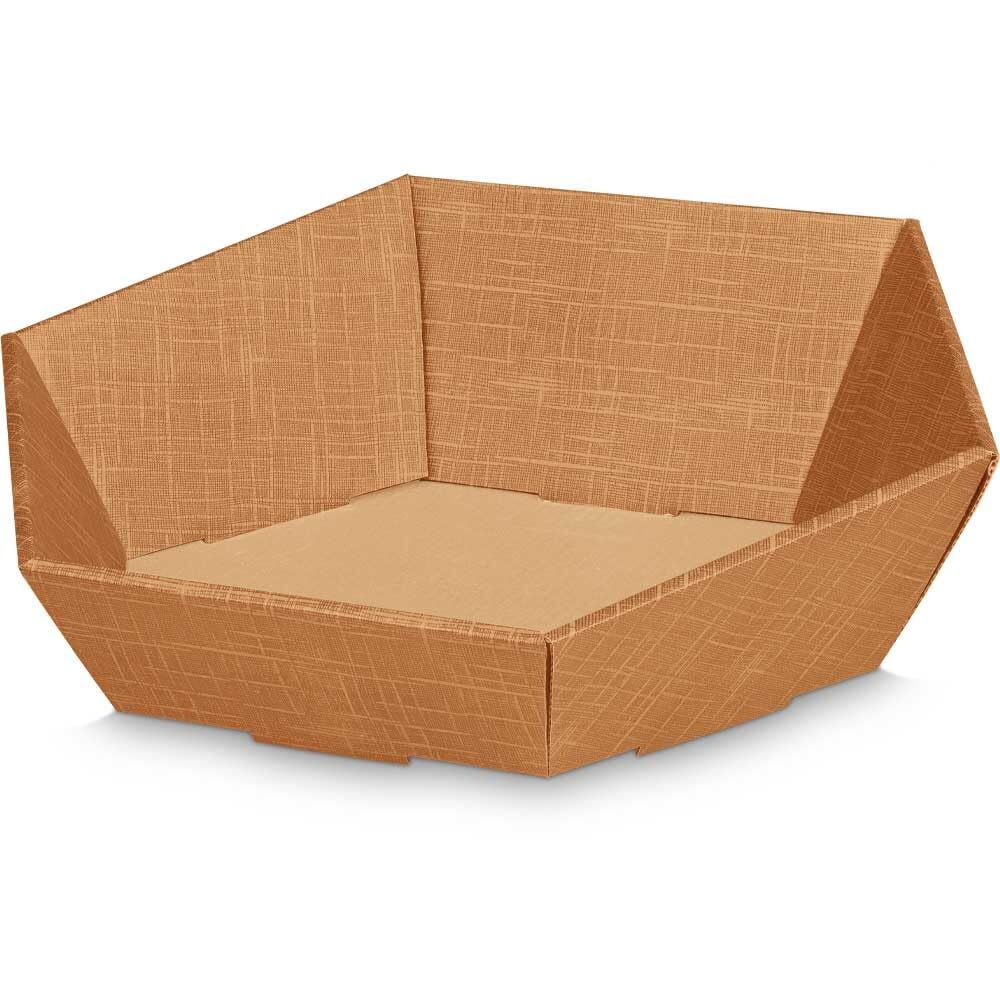 Geschenkkorb Seta 6-eckig Naturfarben groß 37,5 x 29,5 x 13 cm, 25 Stück