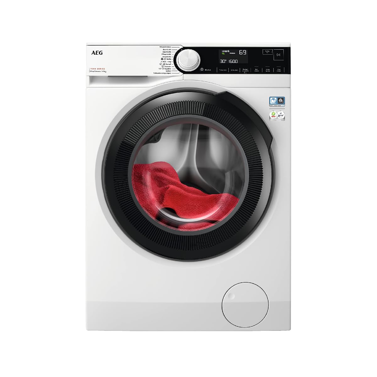 AEG LWR7316O4B - Lavatrice a carico frontale, 10 kg, asciugatura a secco, 6 kg, 1600 giri/min, connessione WiFi, cassetto universale POD, programma nonstop, pannello LCD, bianco, classe D
