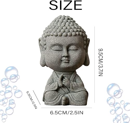 Miniatura 6 de livelyfish Decoración de pecera de Buda, estatua de Buda para acuario, mini esculturas de Buda de piedra arenisca, jardín zen japonés, decoración de