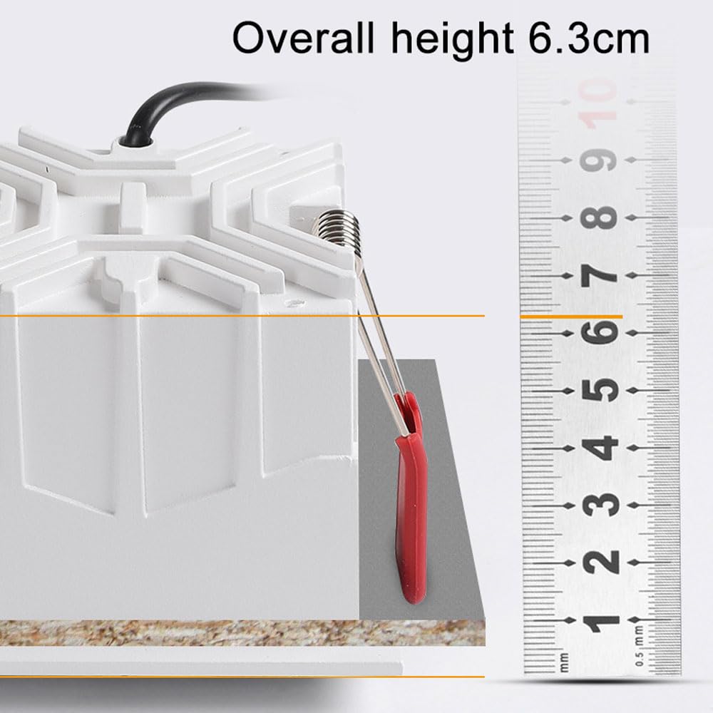 Paquete De 12 Focos Empotrables Led De Tres Colores con Atenuación, para Interiores, De 12 W, con Rejilla De Panal, Iluminación Empotrada Cuadrada, COB CRI 90+ para Sala