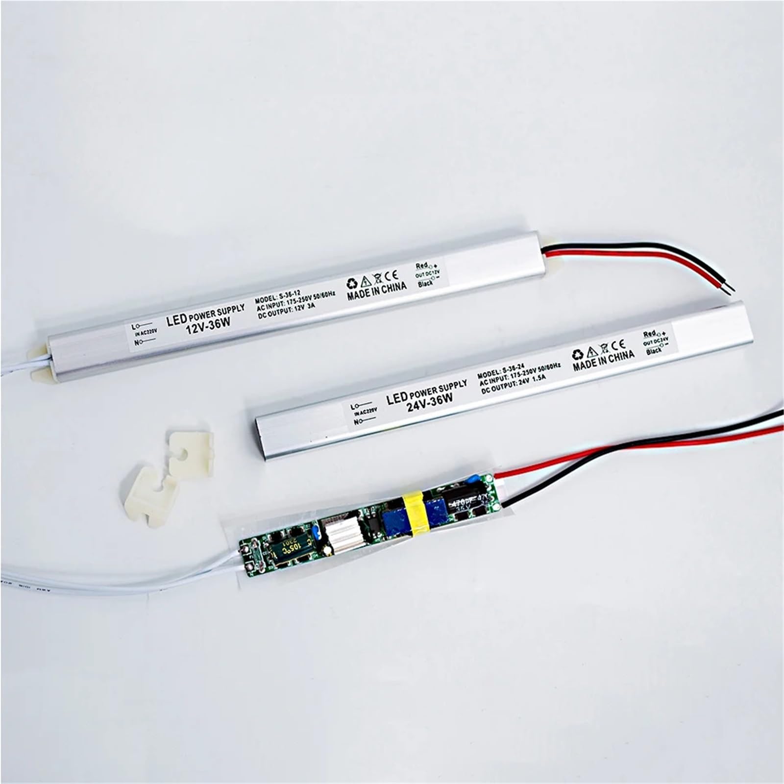 Sterownik LED Zasilacz wyjściowy DC12V 24V 36W Wejście AC175V-250V Aluminiowy transformator oświetleniowy (12V-36W-1 sztuka)
