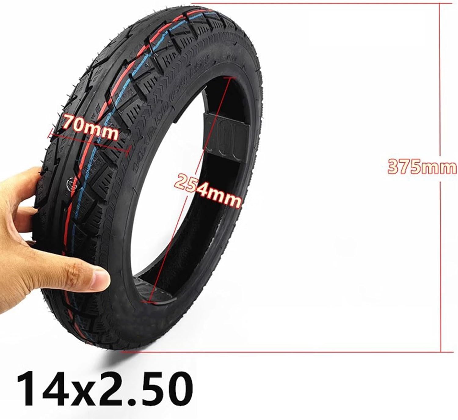Electric Scooter Tire, 14"" 14x2.50(64-254) Thick Anti-skid Wear-resistant Vacuum Tire, Compatible Motorcycle 2.50-10 Tire Replacement Accessories