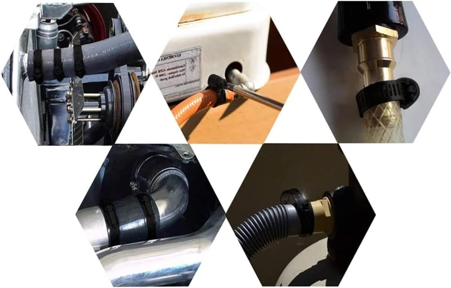 Adjustable Hose Clamps kit, 10pcs Stainless Steel Adjustable 6-38mm Range Worm Gear Hose Clamps Spring Pipe Clamp