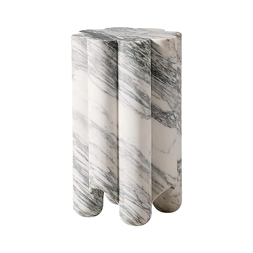 Luxury Marble Pedestal Side Table Tall Sculptural End Table Modern