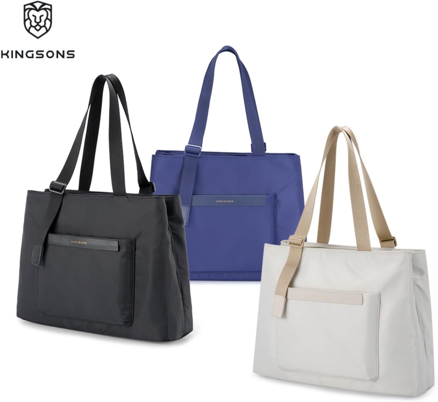 Kingsons Tote Bag for Women, Large Nylon Tote handbags, waterproof Laptop Tote with 14" MacBook Pro Compartment