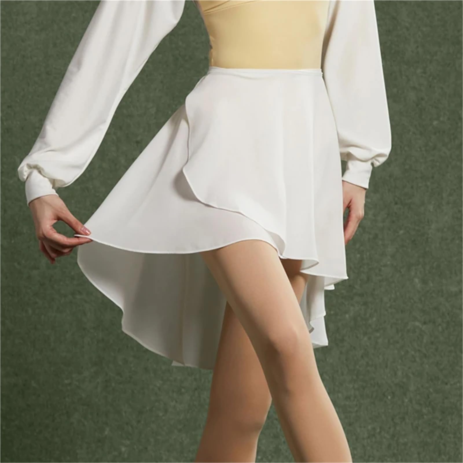 Falda de Baile de Ballet con Cordones, Falda de una Pieza for Estudiantes de Danza, Falda de Gasa con Hojas de Loto, Falda de Gasa, Medias, Falda de Profesora para Mujeres y Niñas