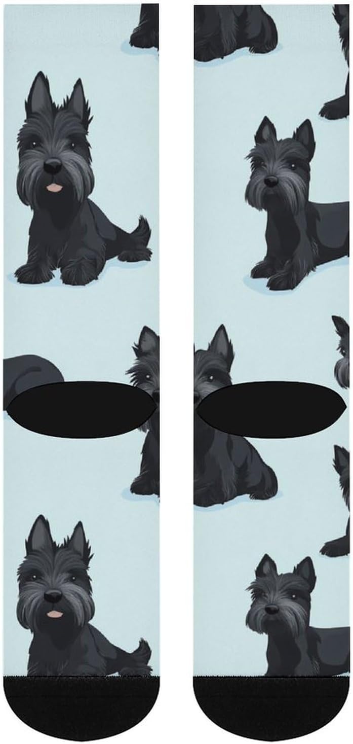 Cute Scottish Terrier Dogs Knee High Socks Athletic Long Stockings Sport Casual Crew Tube Sock Boot 46cm