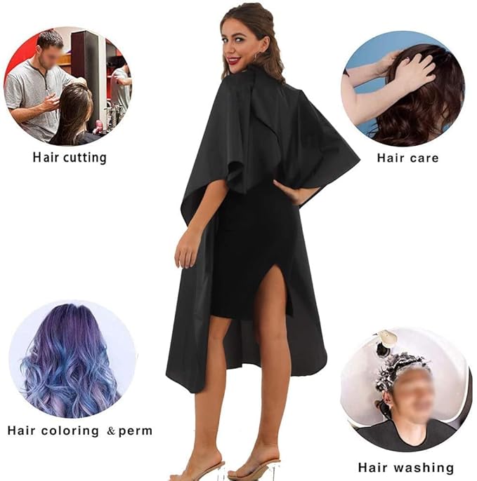 Capa Negra para Barbero Profesional de Nylon Impermeable 5 Unidades miniatura 6