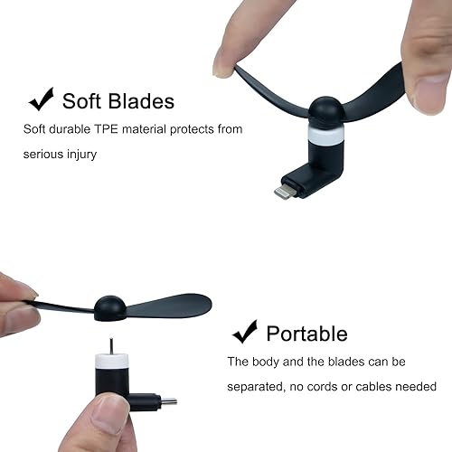 Miniatura 4 de MIUOLV Ventilador para iPhone, paquete de 3 ventiladores portátiles de teléfono celular compatibles con mini ventilador para iPhone 1414Pro Max1313