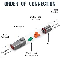 Vista 6 de Kit de conectores Deutsch DT de 228 piezas, conectores grises de 2, 3, 4, 6, 8 y 12 pines, kit de conectores Weatherpack 14-18 AWG, serie DT