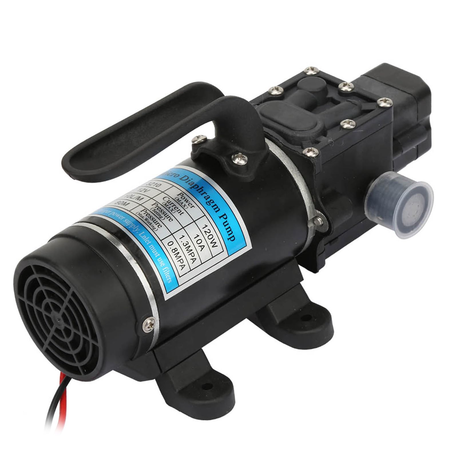 12V 120W elektrische Wasserpumpe 10L/min selbstansaugende Membranpumpe Überstromschutz