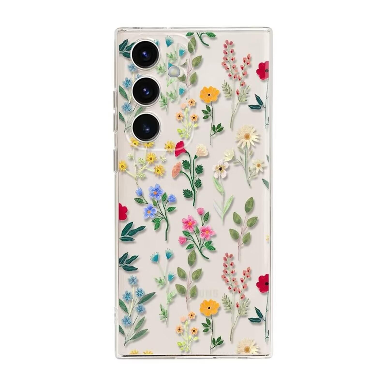 Miagon Creative Flower Case for Samsung Galaxy A35 5G,Butterfly Leaves Floral Flowers Series Cover Clear Transparent Back Case Soft TPU Bumper for Girls Women
