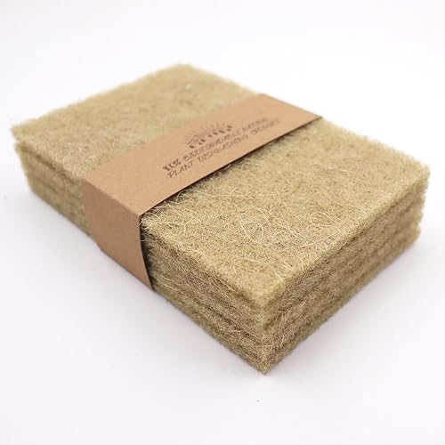 Miniatura 8 de Almohadillas naturales para fregar, paquete de 10 unidades - Estropajo de sisal antiarañazos, almohadillas de limpieza de sisal, de fibra de coco de
