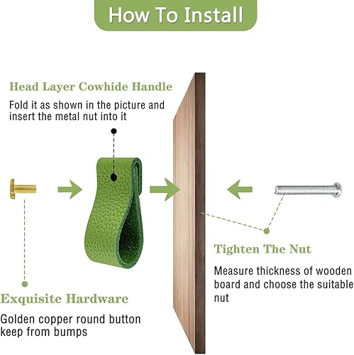 Miniatura 3 de Hiili & Kaala Pomos de cuero para cómoda, paquete de 12 pomos para cajones de cómoda, pomos suaves para cajones que mejoran el aspecto de los