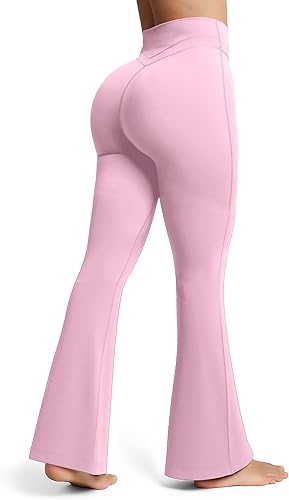 Olmlmt Flare Leggings for Women Butt Lifting - Crossover High Waisted Buttery Soft Gym Workout Yoga Pants