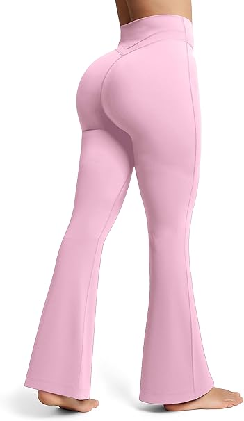 Olmlmt Flare Leggings for Women Butt Lifting - Crossover High Waisted Buttery Soft Gym Workout Yoga Pants