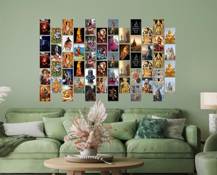 Image of Pack of 54 God Wall Collage Kit Posters - 4 x 6 Inches Wall Decor Poster - Wall Art For Bedroom, Living room, Office - 1 Tissue Tape