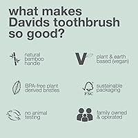 Vista 6 de Davids Cepillo de dientes de bambú premium de cerdas suaves - Pack de 3 Libre de BPA, ecológico, cerdas de alto rendimiento sostenibles