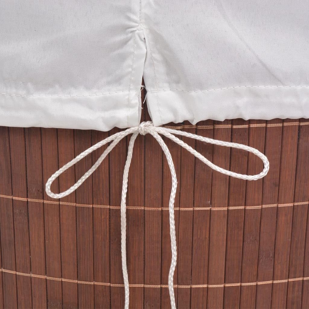 Cesto portabiancheria rettangolare in bambù marrone con inserto rimovibile in poliestere, 52 x 32 x 60 cm, facile da trasportare con manico, cesto portabiancheria multifunzionale per bagno