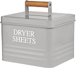 Calindiana Ferme moderne en métal lave-linge feuilles de sécheuse support tissu softener Dispensateur avec couvercle pour la décoration de salle de lavage et accessoires et Space Sauver la salle de lavage Organisation et stockage, Gris
