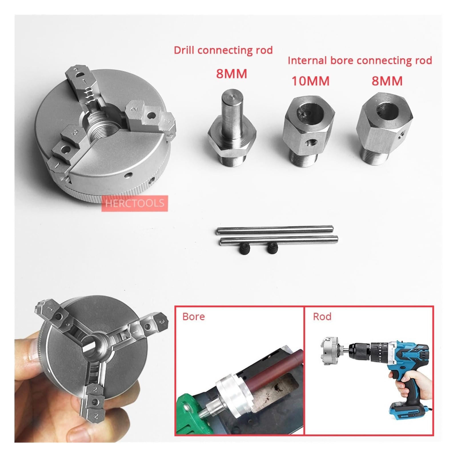 3-szczękowy samocentrujący uchwyt tokarski 50 mm z adapterem do mini tokarki
