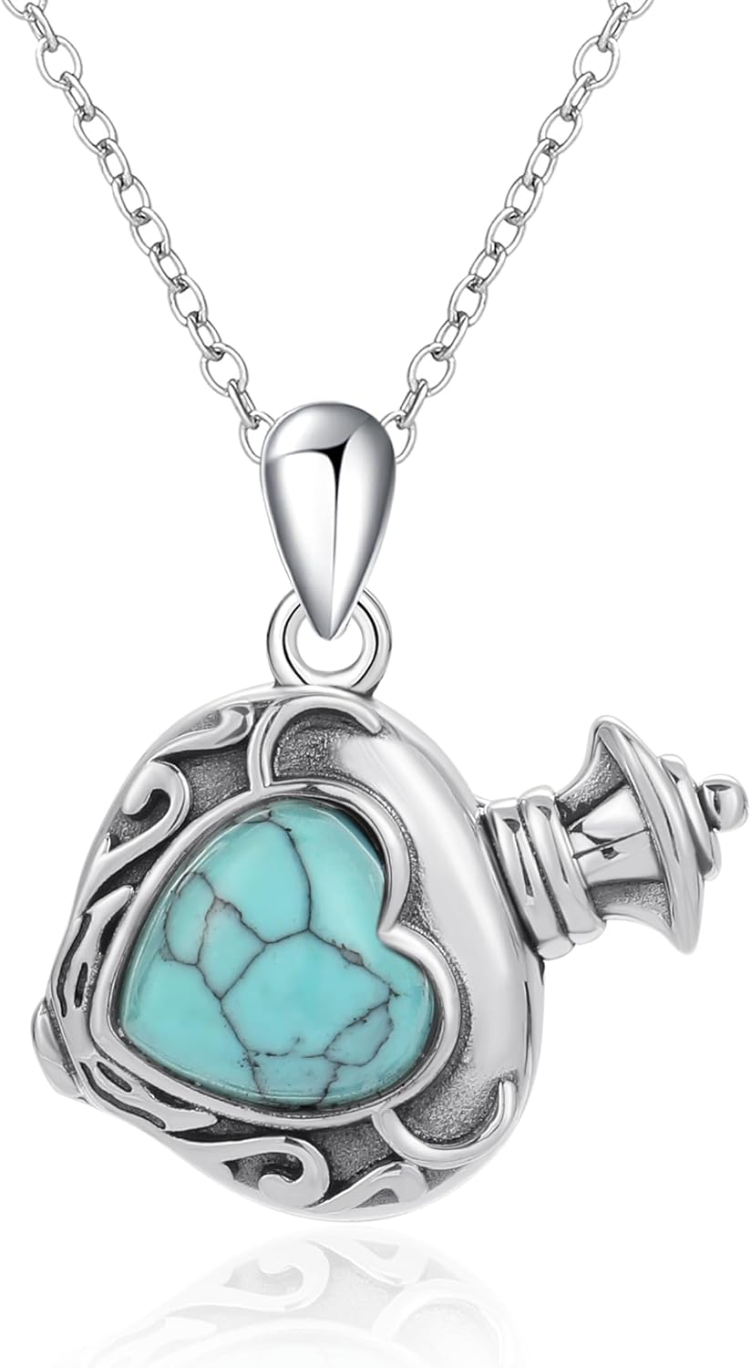 925 Sterling Silver Mushroom Teardrop Urn Necklace for Ashes Ladybug Keepsake Cremation Pendant Memorial Jewelry for Women