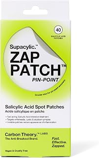 Carbon Theory ZAP Pin Point Spot Patches 40 Pack | Salicylic Acid Overnight Treatment Targeting Whiteheads And Blemishes. Soothes Redness And Irritation.
