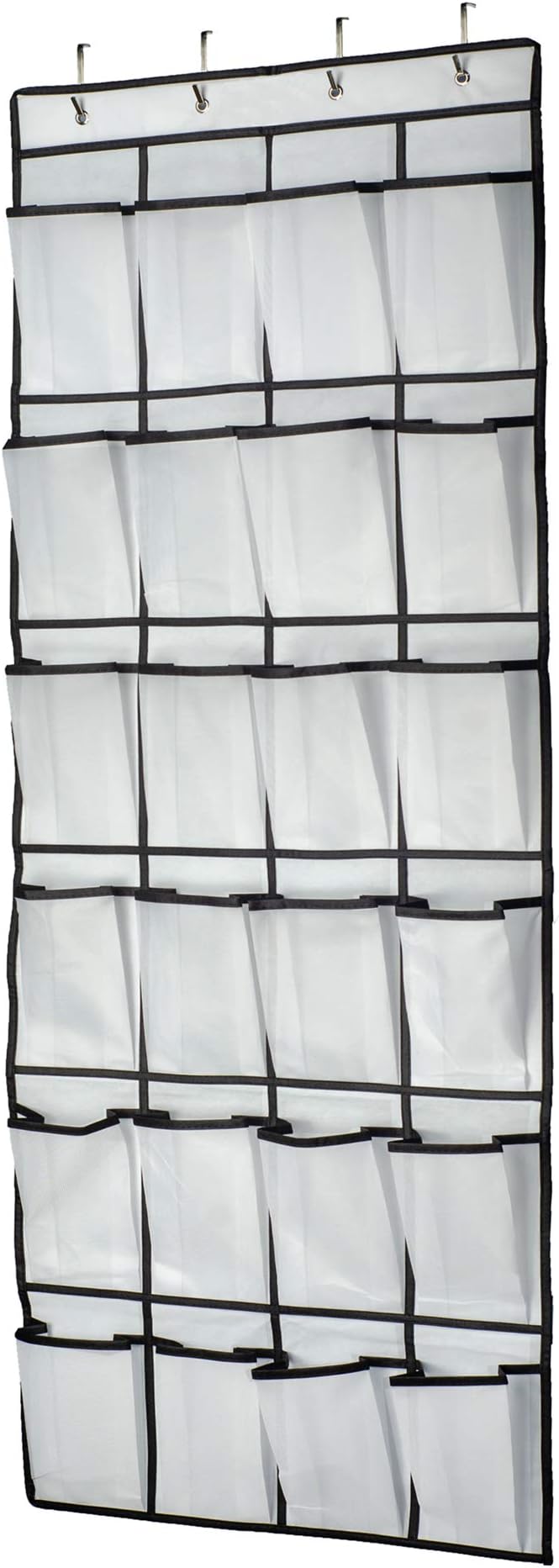 VOLKSLAND Hanging Shelf, Hanging Organiser Over the Door, Shoe Racks, 24 Large Mesh Pockets Storage hanger for Bedroom Bathroom Closet, 59 X 21.6, White
