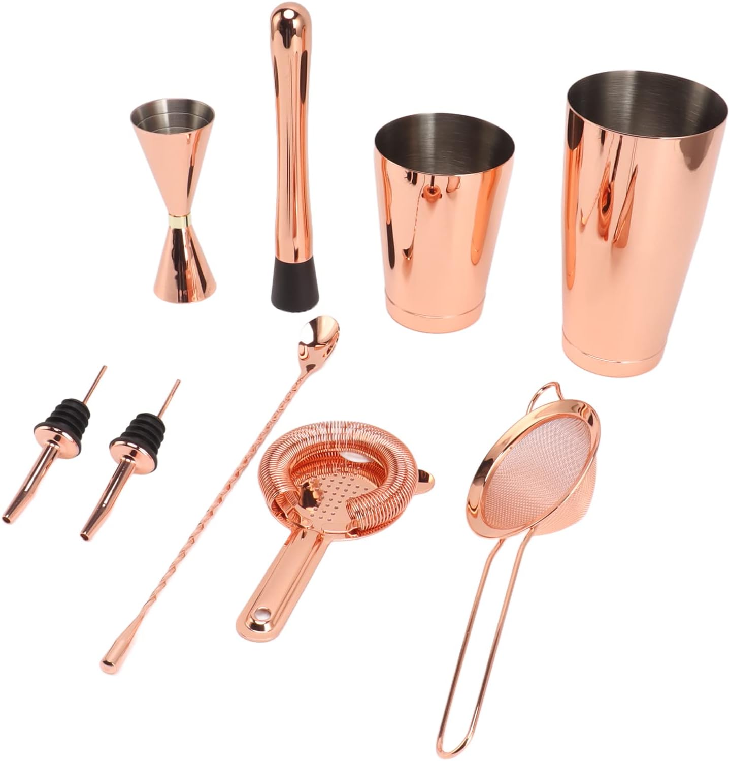 Barte キット、スチールバーツールセットなし、温度付きボストンシェーカー 9 個、ホームバーやパーティー用のプルーフカクテルミキ