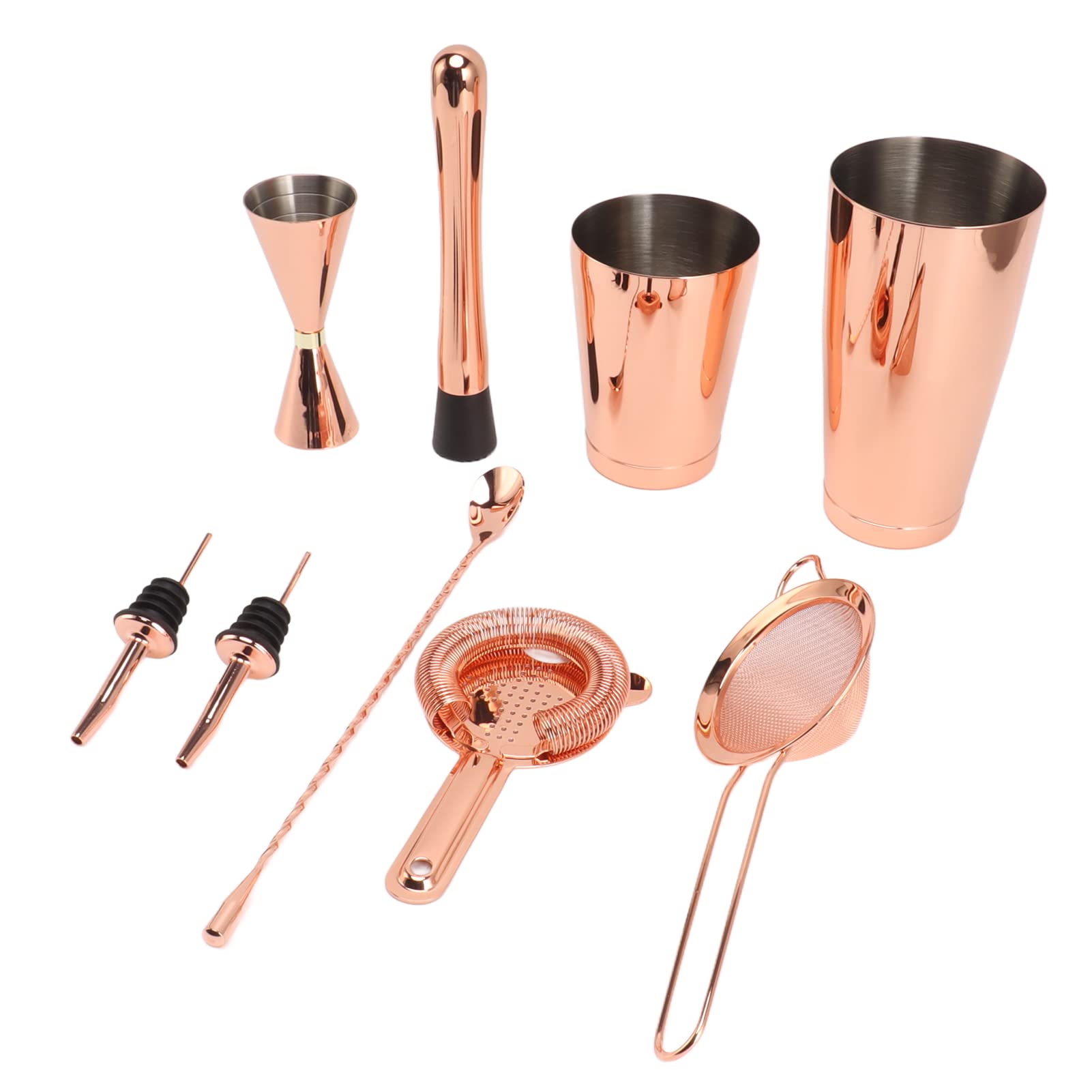 Kit Bartender Acero Inoxidable 9 Piezas |Juego de coctelera Boston para cócteles/Bebidas Mixtas/Bebidas Calientes |Mezclador Fuerte Que Mantiene Las Bebidas frías o Calientes por (Tipo A)