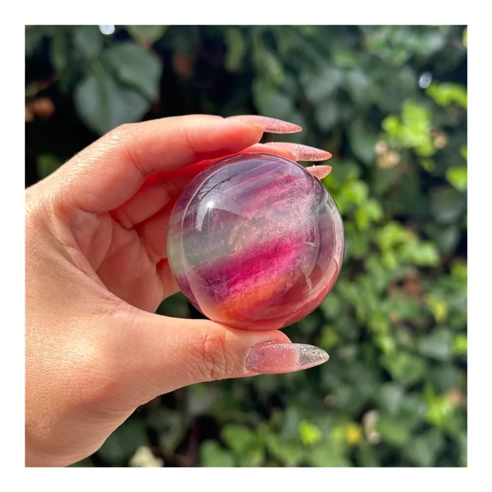 DPURPIWADY 1pc 4-5cm Rainbow Fluorite Crystal Sphere